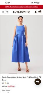 Love, Bonito Cobalt Elastic Strap Cotton Maxi Dress