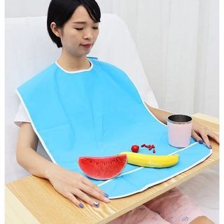 Waterproof Reusable Adult Eating Bib, Silicone Elderly Clothing Protector Washable Mealtime Bib