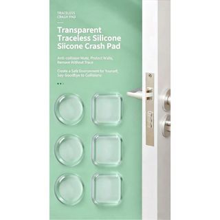 6Pcs Self Adhesive Rubber Wall Protector, Transparent Silicone Door Anti Collision Stopper Pads