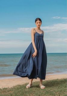NEW-YHF Miracle Padded Maxi Dress in Steel Navy Blue Size S