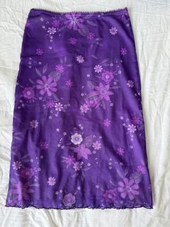 Purple Chiffon Midi Skirt Thrift Vintage