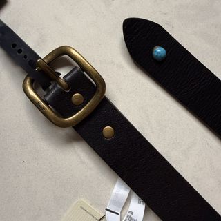 Rare Levi’s USA black genuine calf real leather extra long belt Goros style Amekaji Americana biker rider rocker turquoise bead vintage limited edition collectors w28 w29 w30 w31 w32 w33 w34 w35 w36 28 29 30 31 32 33 34 35 36