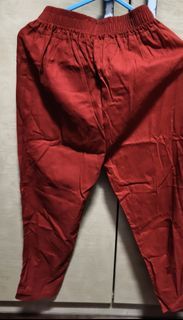 Red Pants with Elastic Waistband and Pockets