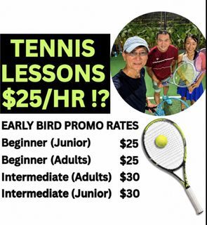 Tennis coaching lessons / beginner tennis lessons / intermediate tennis lessons / group tennis lessons / private tennis lessons / adult coaching / group coaching / islandwide tennis lessons