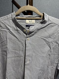 G2000 Striped Mandarin Collar Short Sleeve Shirt