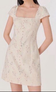 LIANA LINEN PADDED BUTTON CAP SLEEVE MINI DRESS (floral)