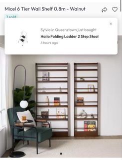 Micel 6 Tier Wall Shelf 0.8m - Walnut hipvan