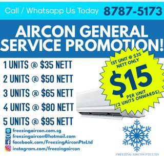 RELIABLE & CHEAPEST AIRCON SERVICES IN CAROUSELL!!! ONLY $15 NETT PER UNIT (2ND UNITS ONWARDS) $35 NETT ONLY FOR FIRST UNIT!!! AIRCON SERVICES, AIRCON SERVICING, AIRCON GENERAL SERVIING, AIRCON GAS TOP UP, CHEMICAL WASH, PORTABLE AIRCON, AIRCON.