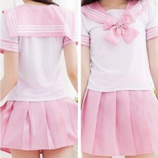 Sailor Uniform Japan High School Girl Cosplay Pink Femboy Anime Look Kawaii