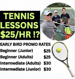 Tennis coaching lessons / beginner tennis lessons / intermediate tennis lessons / adult tennis coaching / kids tennis coaching / tennis clinic / private tennis lessons / group tennis lessons / islandwide tennis coaching