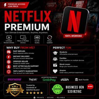 ASAP Replies 💨 Netflix Premium Subscription | Own Private Account | 4K streaming | Best quality & Deals @ NOTJING