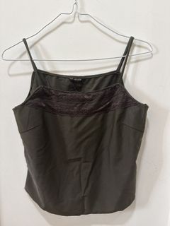 Y2K Brown  Camisole Top with Lace Detail