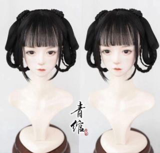Chinese Style Natural Black Lolita Cosplay Wig Hanfu Cheongsam Qipao Hair