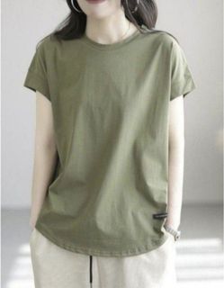 Ladies Cotton Simple Chic Shirt Blouse (Green) - Size XL