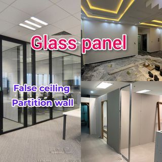 Professional installation service/Partition wall install/False wall make/Office partition/Arch wall/False ceiling install/Room Divider/Glass panel/Glass door/Sound proof partition/Kitchen divider/box up/ glass panel installation/ glass door/