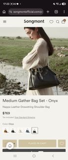 SONGMONT Medium Gather Bag Set - Onyx Nappa Leather