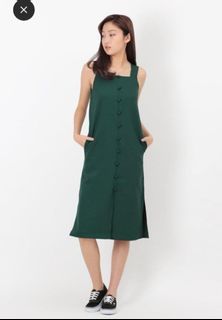 Arcade Delilah Button Midi Dress Forest Green XS