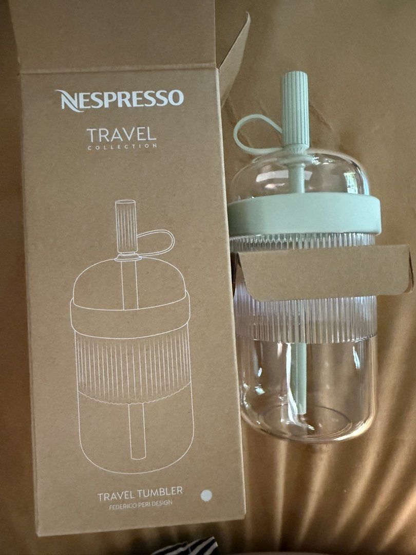 BNIB Nespresso Travel Tumbler (spillproof cold cup!!) Aquamarine (Category: Water Bottles & Tumblers) located in Singapore. Submitted by strawberryapplepie (Listing ID 1455951478, Image 4). Description: Brand new in box TikTok viral Nespresso Travel Tumbler (for cold drinks) in Aquamarine 540ml Spill proof RTP $50.