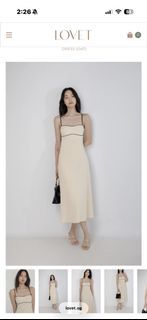 BNWT LOVET Becca Padded Linen Contrast Trim Sweetheart Midaxi Dress (Oat)