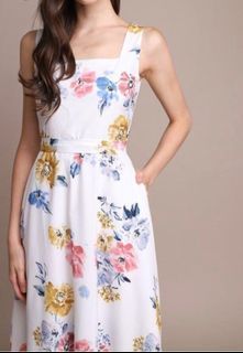 Lilypirates Floral Square Neck Midi Dress XS