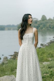 Lovet Tasha Padded Floral Pintuck Corset Midaxi Dress