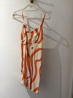MNG Orange and Cream Striped Mini Dress