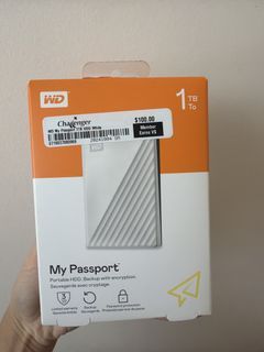 WD My Passport 1TB HDD White Portable External Hard Drive