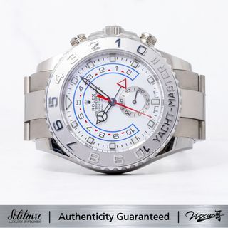 2022 LIKE NEW Rolex Yachtmaster II 44mm White Gold White Dial Mercedes Hands 116689 (Unpolished)