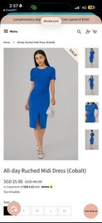 All-day Ruched Midi Dress (Cobalt)
