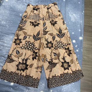 YeoMama Batik Wide Leg Pants - Tan/Black Batik Print