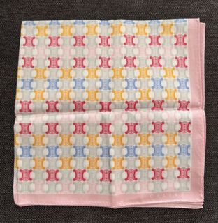 Celine Triomphe Silk Scarf Pink Yellow Blue