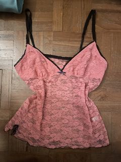 y2k thrifted pink lace cami