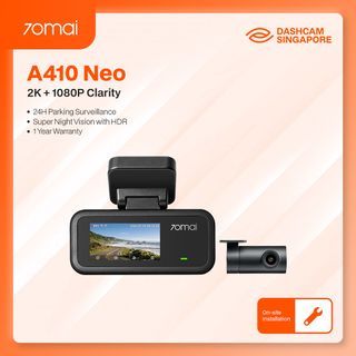 70mai A410 Neo 2K Dashcam Singapore | Front & Rear Dual Camera | WiFi 6 + Supercapacitor | HDR Night Vision | GPS | Value Pick