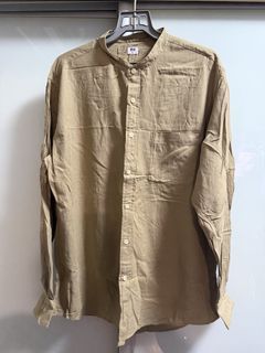 Uniqlo Long Sleeve Mandarin Collared Shirt XL Khaki