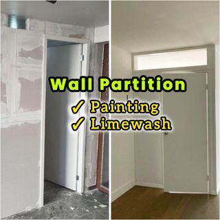 wall partition / partition wall / room partition / false ceiling / partition / renovation contractors / hacking services / contractor / wall divider / painting service / limewash painting service / 4 room flat / 5 room flat / bto / commercial area