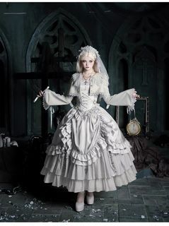 WTS Full Gothic Lolita Grey Dress Cosplay
