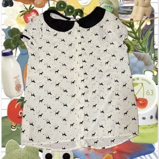 bnwt vintage zara dog print cream blouse