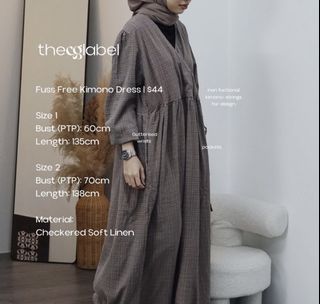 thecglabelfuss Free Kimono Dress Checkered Soft Linen
