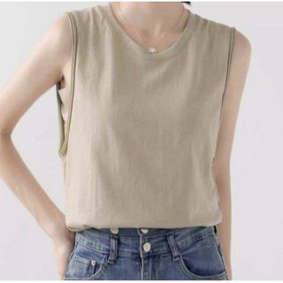 100% Cotton Retro Green Sleeveless Tank Top - Size M