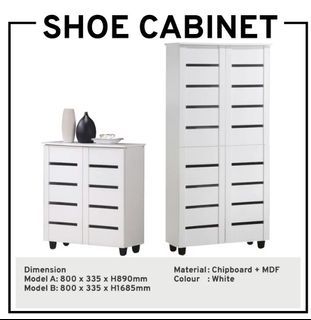 2 | 4 Doors White | Black Shoe Cabinet Storage Rack Cupboard