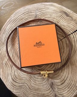 Hermes Leather Choker Necklace with Gold Clasp