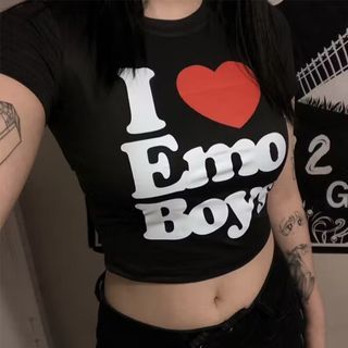 I Love ❤️ Emo Boys Crop Top T-Shirt