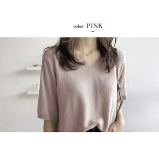 Ladies Cashmere V neck Pink Blouse - Size S