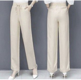 Ladies Ultra Soft Tencel Denim Beige Long Pants - Size XL