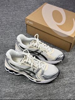 Asics Gel-Kayano 14 Retro Comfort Running Shoes White Black Silver
