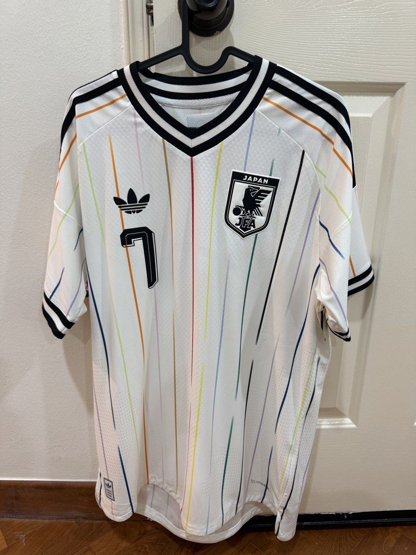 BNWT Adidas Japan JFA Away player version Jersey Tanaka #7 Asian size L (Category: Activewear) located in Singapore. Submitted by y4__gago (Listing ID 1456873631, Image 1). Description: - Authentic Adidas Japan National Football Team Away Jersey - Features Player Name: TANAKA - Features Player Number: 7 - Asian Size: L - Player version.