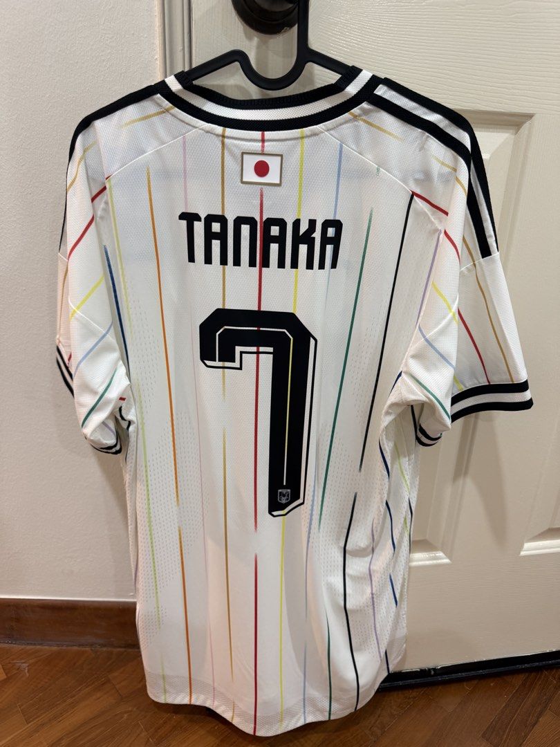 BNWT Adidas Japan JFA Away player version Jersey Tanaka #7 Asian size L (Category: Activewear) located in Singapore. Submitted by y4__gago (Listing ID 1456873631, Image 2). Description: - Authentic Adidas Japan National Football Team Away Jersey - Features Player Name: TANAKA - Features Player Number: 7 - Asian Size: L - Player version.