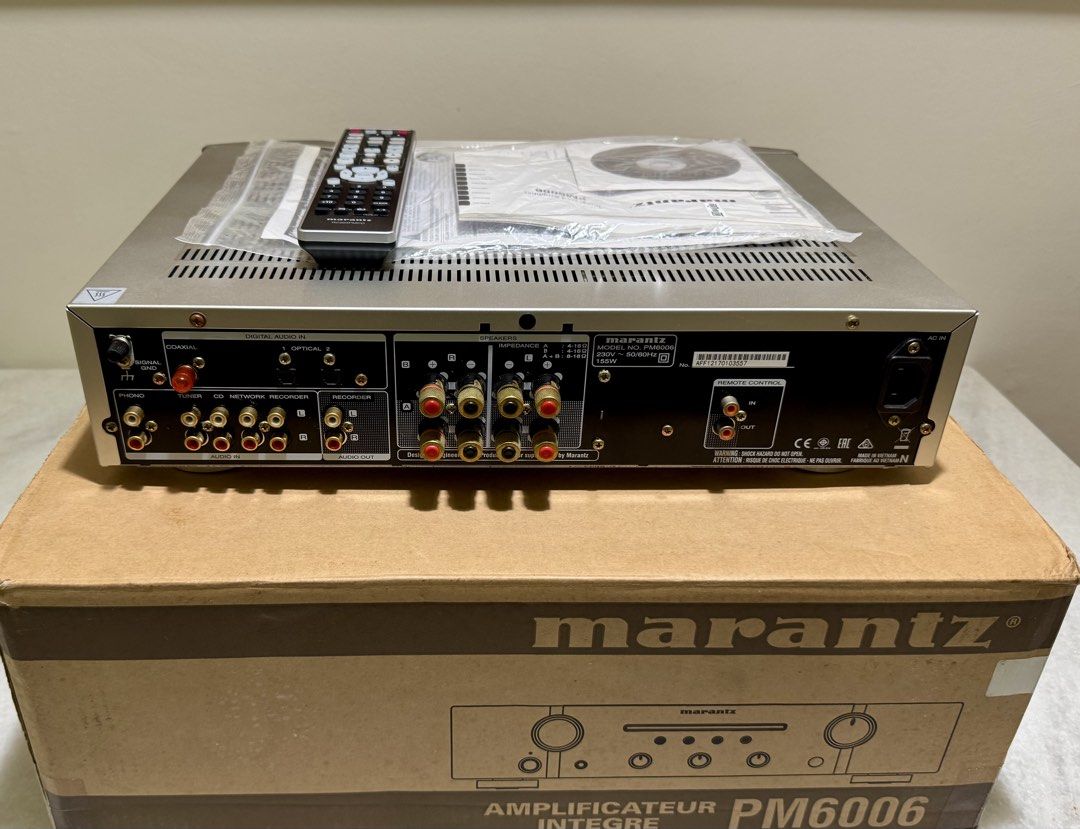 Marantz : PM 6006 HiFi Stereo Integrated Amplifier with full box and full original accessories (Silver) (Category: Soundbars, Speakers & Amplifiers) located in Singapore. Submitted by williamshz (Listing ID 1456909118, Image 4). Description: ▪️Local set and perfect working conditions (10/10) ▪️Full box full accessories as like day 1 purchase set ▪️Well known Award wining HiFi Stereo Amplifier with clear vocal and amazing sound stage ▪️Built-in DA