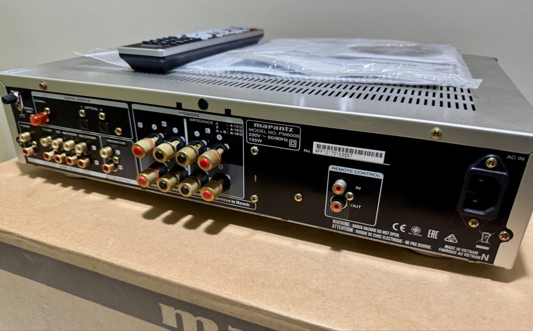 Marantz : PM 6006 HiFi Stereo Integrated Amplifier with full box and full original accessories (Silver) (Category: Soundbars, Speakers & Amplifiers) located in Singapore. Submitted by williamshz (Listing ID 1456909118, Image 6). Description: ▪️Local set and perfect working conditions (10/10) ▪️Full box full accessories as like day 1 purchase set ▪️Well known Award wining HiFi Stereo Amplifier with clear vocal and amazing sound stage ▪️Built-in DA
