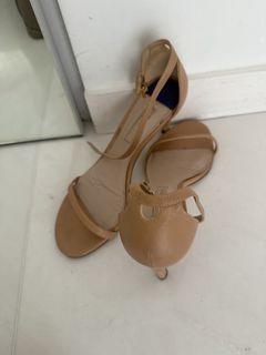 Stuart Weitzman Nude Leather Ankle Strap Heels